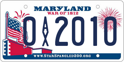 MD license plate 0AX2010
