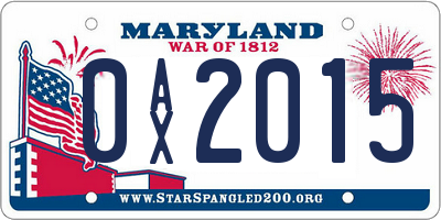MD license plate 0AX2015