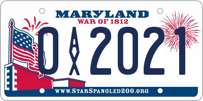 MD license plate 0AX2021