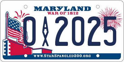 MD license plate 0AX2025