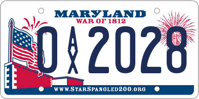 MD license plate 0AX2028