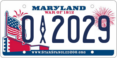 MD license plate 0AX2029