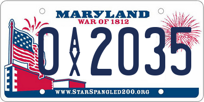 MD license plate 0AX2035