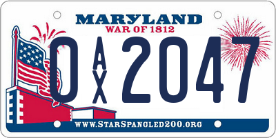 MD license plate 0AX2047