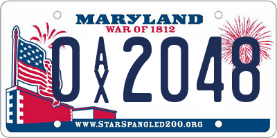 MD license plate 0AX2048