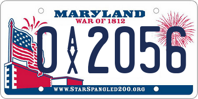 MD license plate 0AX2056