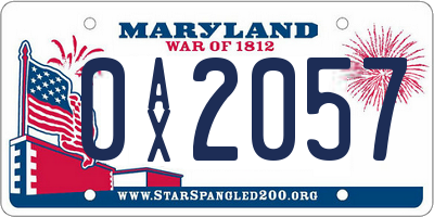 MD license plate 0AX2057