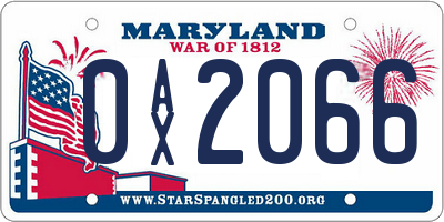 MD license plate 0AX2066