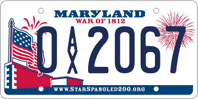 MD license plate 0AX2067
