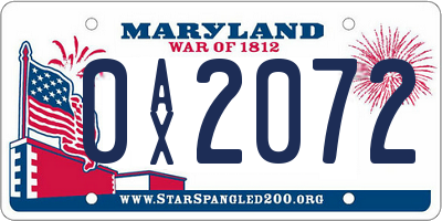 MD license plate 0AX2072