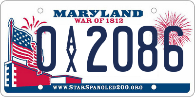 MD license plate 0AX2086