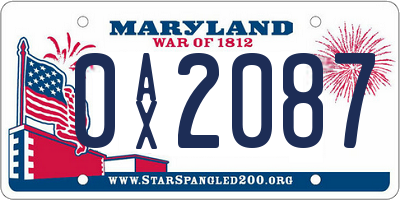 MD license plate 0AX2087