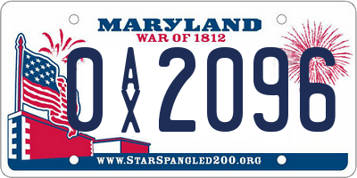 MD license plate 0AX2096