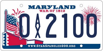 MD license plate 0AX2100