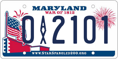 MD license plate 0AX2101