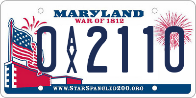 MD license plate 0AX2110