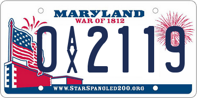 MD license plate 0AX2119