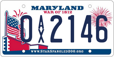 MD license plate 0AX2146