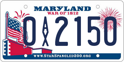 MD license plate 0AX2150