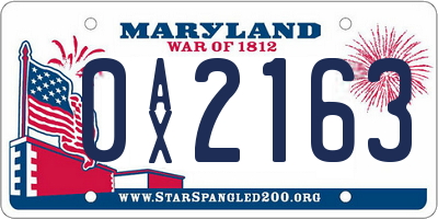 MD license plate 0AX2163
