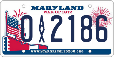 MD license plate 0AX2186