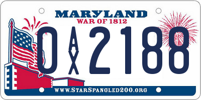 MD license plate 0AX2188