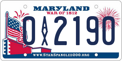 MD license plate 0AX2190