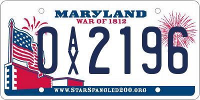 MD license plate 0AX2196