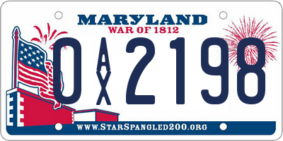 MD license plate 0AX2198