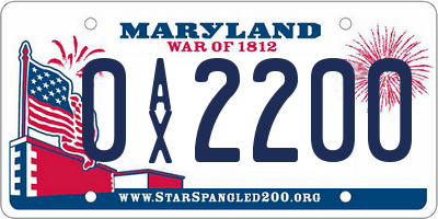 MD license plate 0AX2200