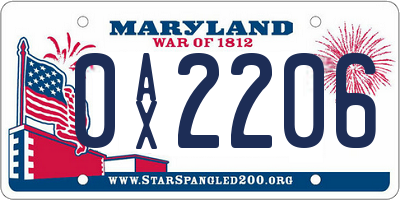 MD license plate 0AX2206