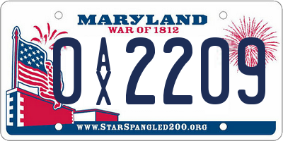 MD license plate 0AX2209