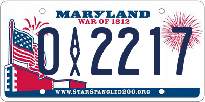 MD license plate 0AX2217