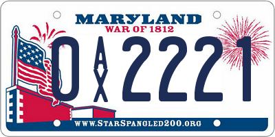 MD license plate 0AX2221