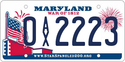 MD license plate 0AX2223