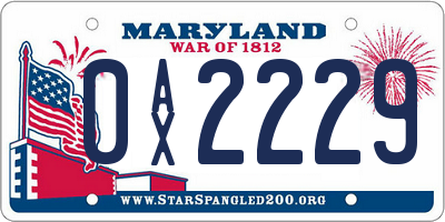 MD license plate 0AX2229