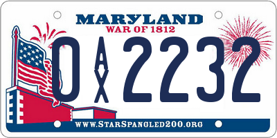 MD license plate 0AX2232