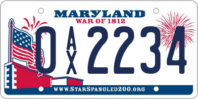 MD license plate 0AX2234