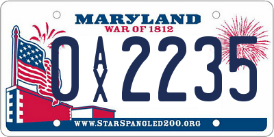 MD license plate 0AX2235