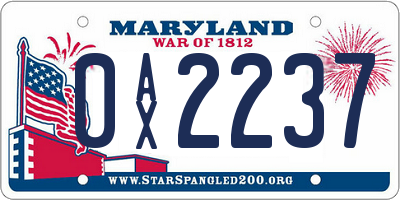 MD license plate 0AX2237