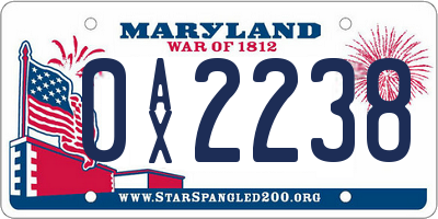 MD license plate 0AX2238