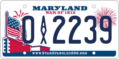 MD license plate 0AX2239