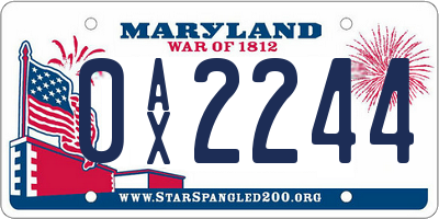 MD license plate 0AX2244