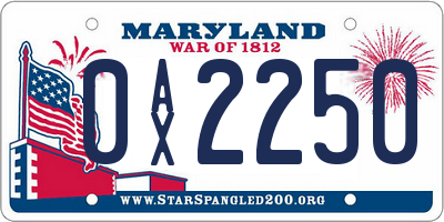 MD license plate 0AX2250