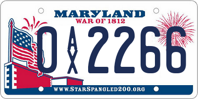 MD license plate 0AX2266