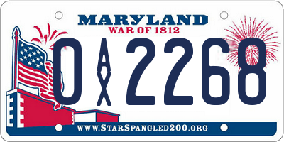MD license plate 0AX2268