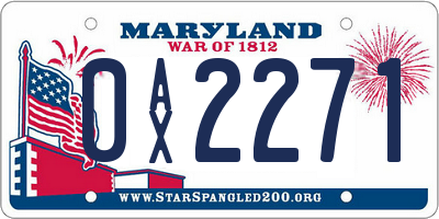 MD license plate 0AX2271