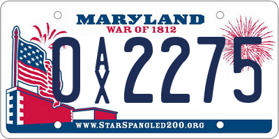 MD license plate 0AX2275
