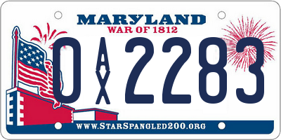 MD license plate 0AX2283