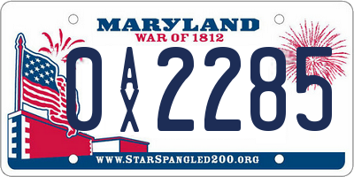 MD license plate 0AX2285